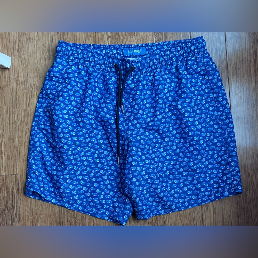 Blue Wave Mens Swim Trunks Board Shorts sz M Swimwear w/ Pockets Whales. 1448
